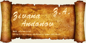 Živana Andonov vizit kartica